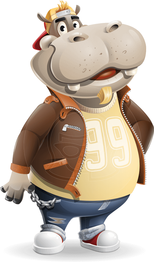 Stylish Hippo Cartoon Character PNG Image