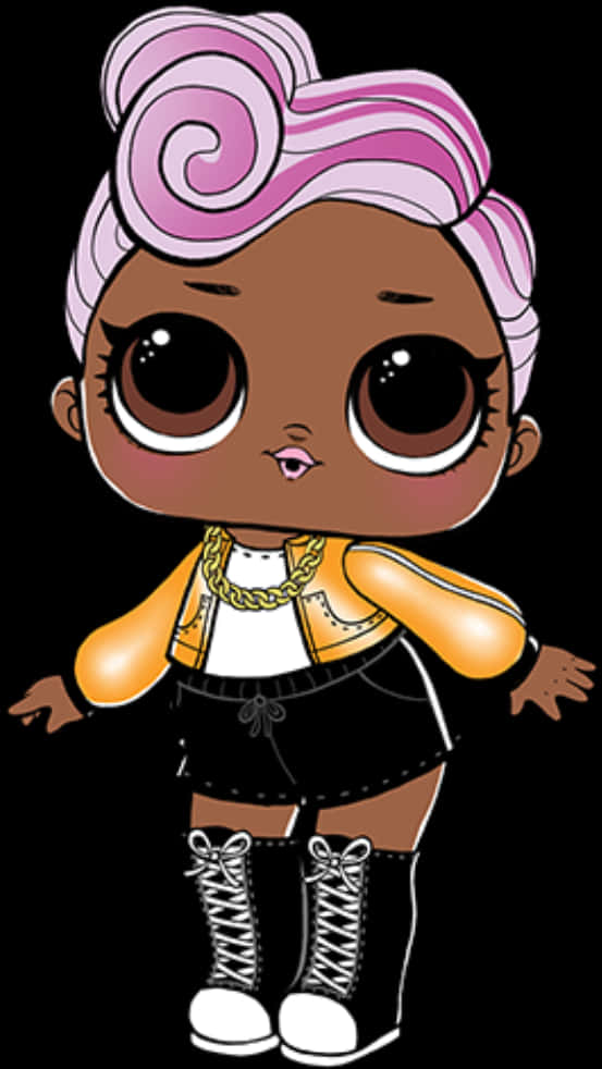 Stylish L O L Doll Illustration PNG Image