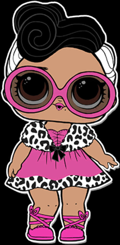 Stylish L O L Dollin Pinkand Leopard Print PNG Image