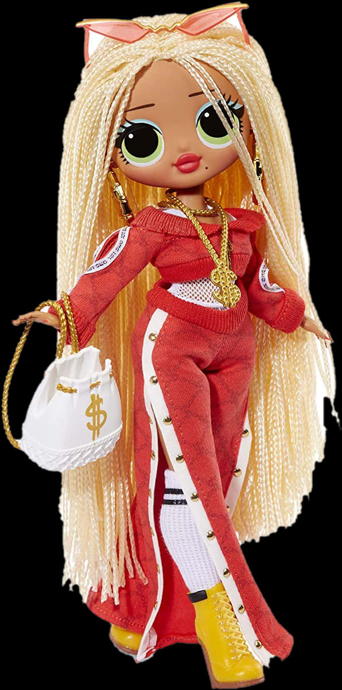 Stylish L O L Surprise Dollwith Accessories PNG Image