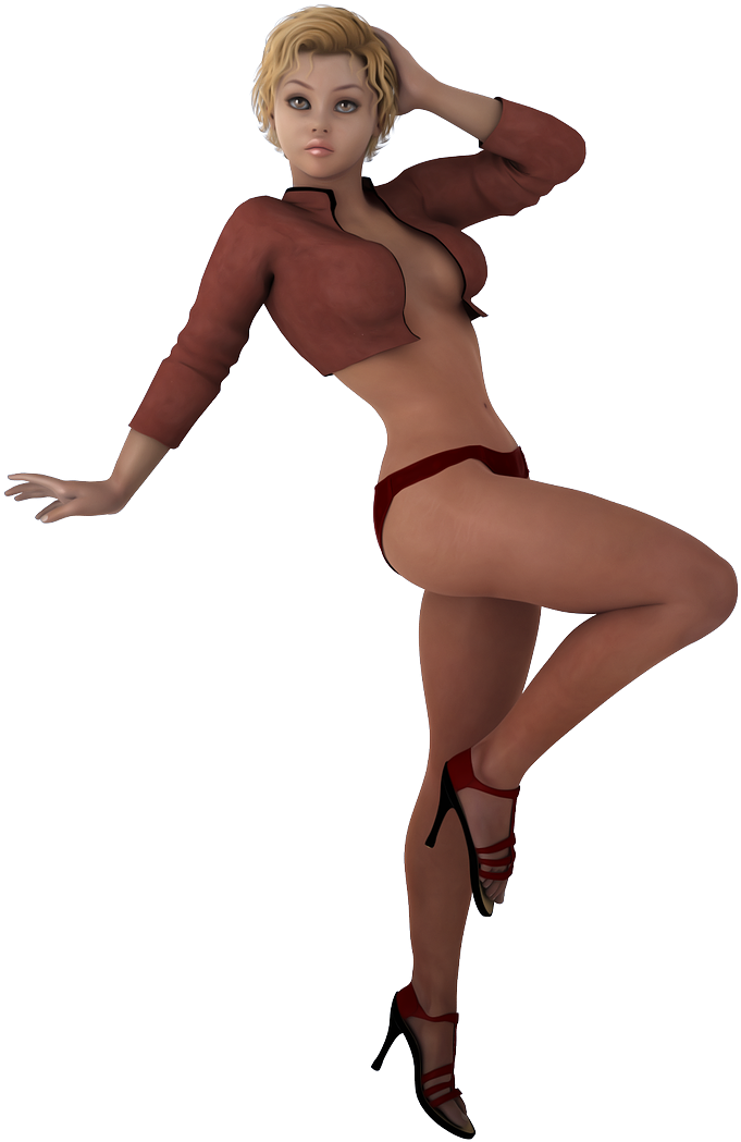 Stylish Lingerieand Heels3 D Model PNG Image