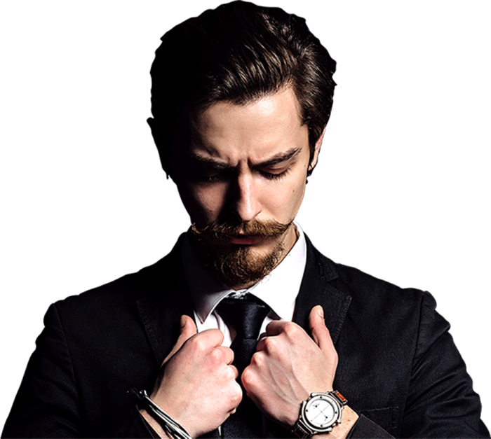 Stylish Man Adjusting Tie PNG Image