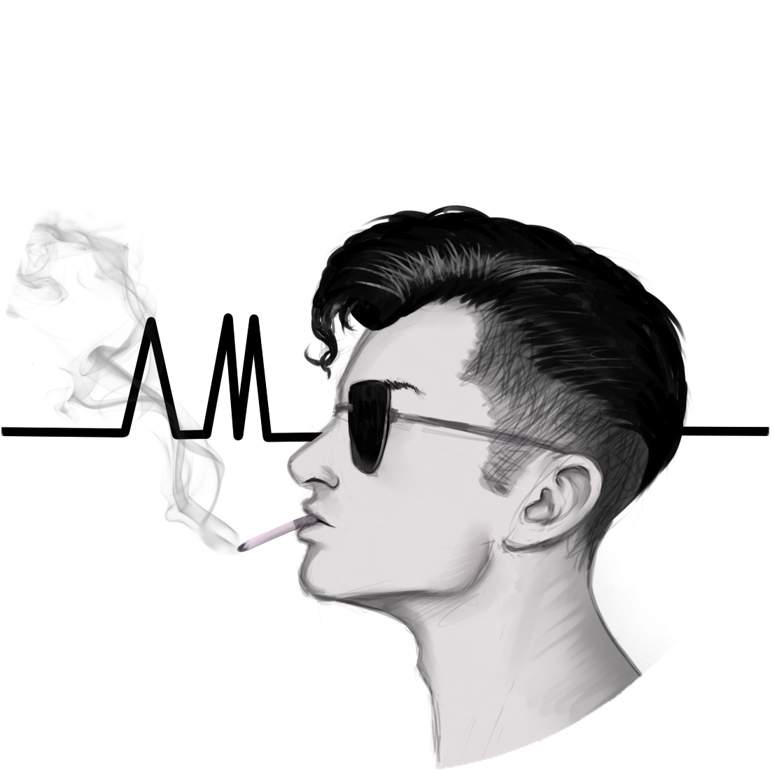 Stylish Man Smoking Illustration PNG Image