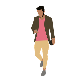 Stylish Man Walking Illustration PNG Image