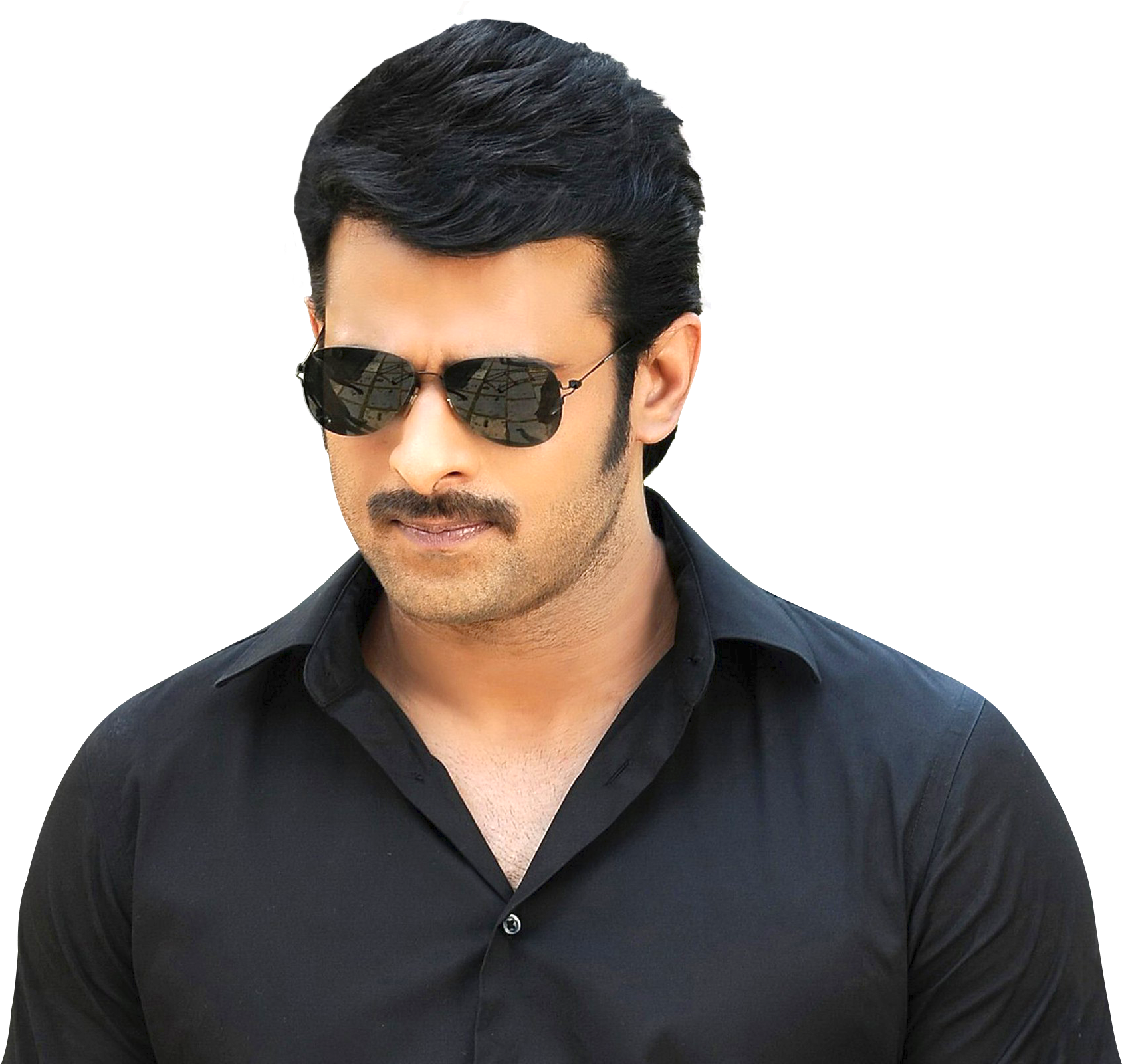 Stylish Manin Black Shirtand Sunglasses PNG Image