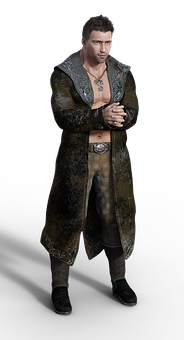 Stylish Manin Fur Coat PNG Image