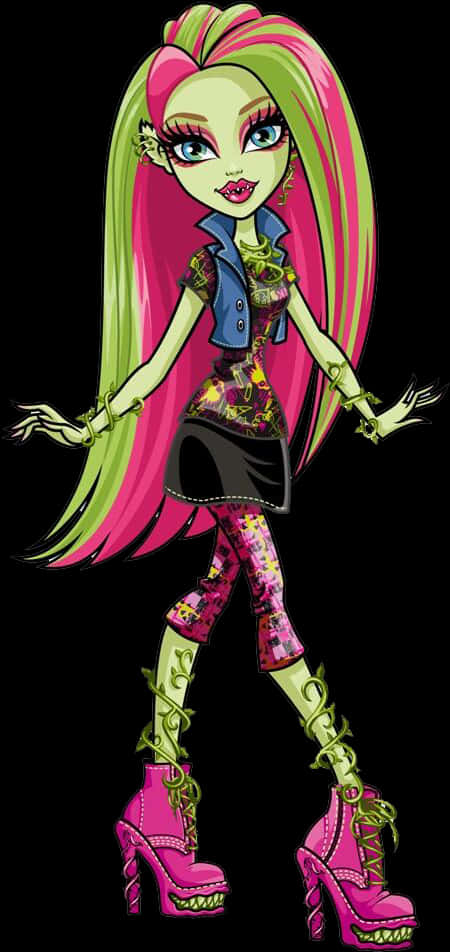 Stylish Monster High Character PNG Image