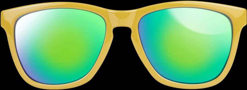 Stylish Sunglasses Green Gradient Lenses PNG Image