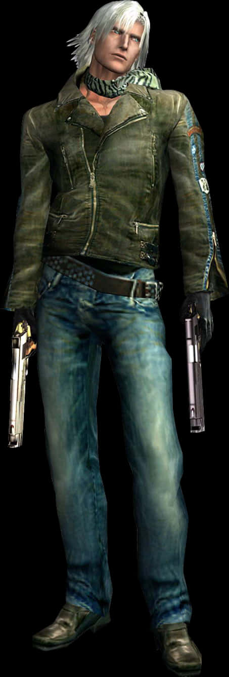 Stylish Video Game Character With Guns PNG Image