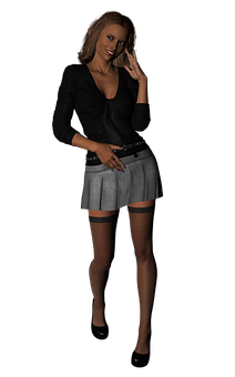 Stylish Woman Posingin Dark Background PNG Image