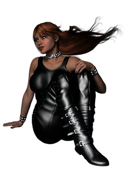 Stylish Womanin Black Outfit PNG Image