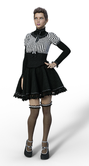 Stylish Womanin Blackand White Outfit PNG Image