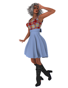 Stylish Womanin Summer Dressand Boots PNG Image