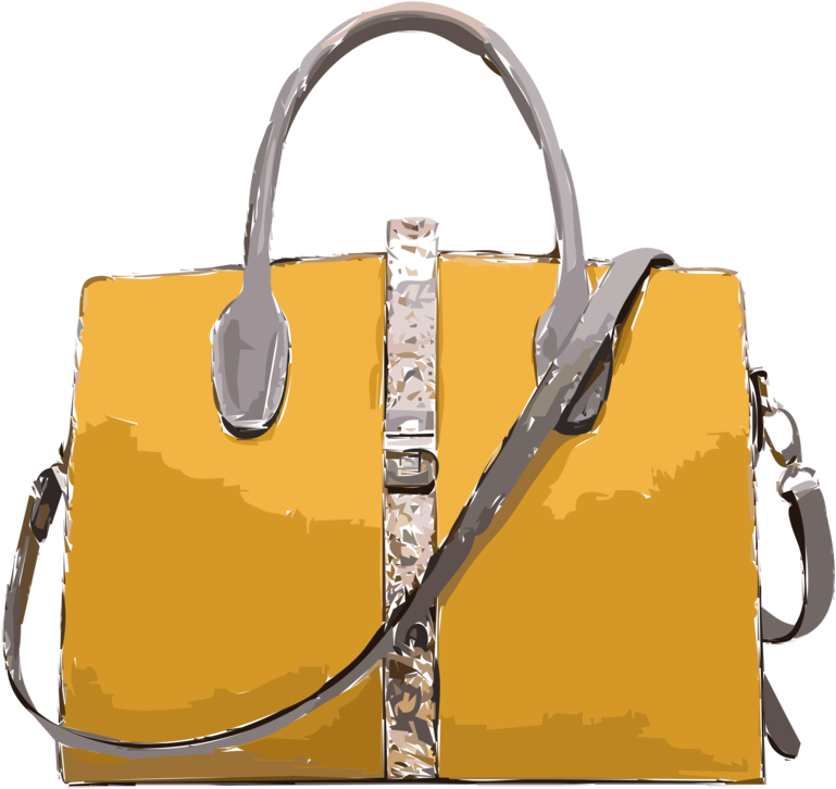 Stylish Yellow Handbag Illustration PNG Image