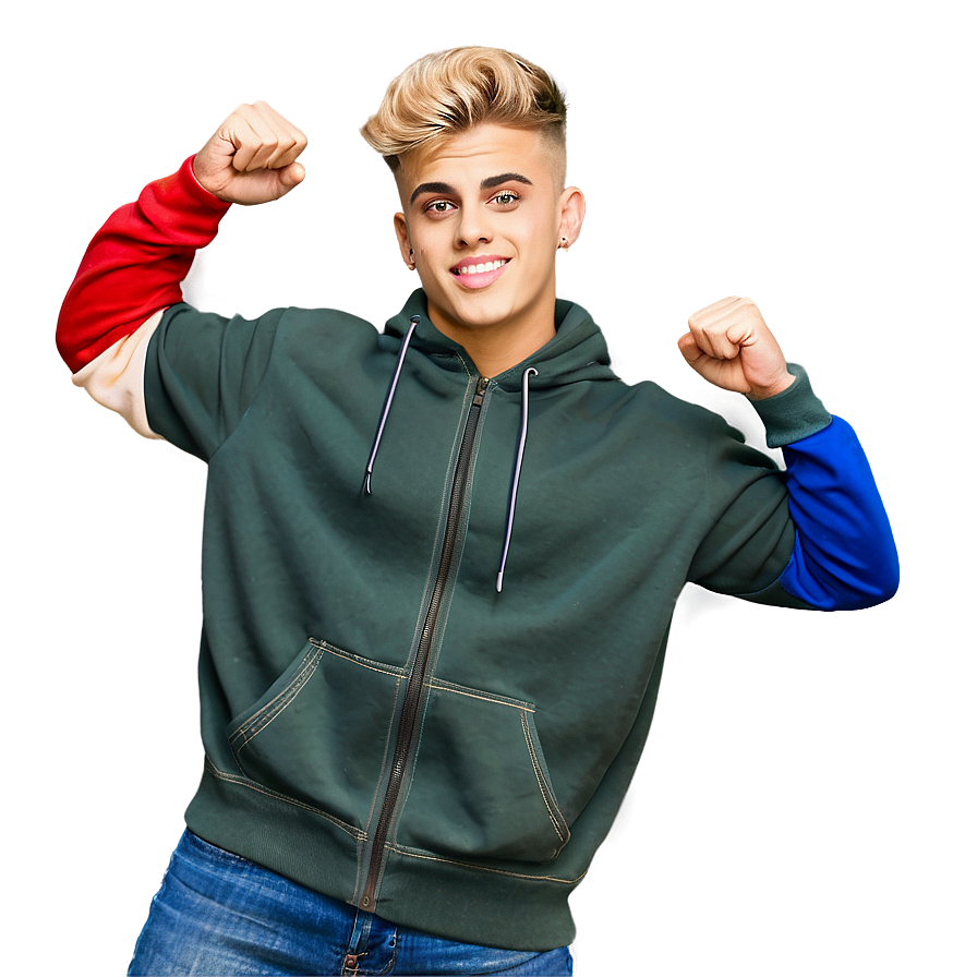 Stylish Young Man Flexing Muscles PNG Image