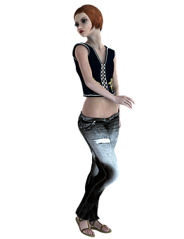 Stylish3 D Model Girl Pose PNG Image