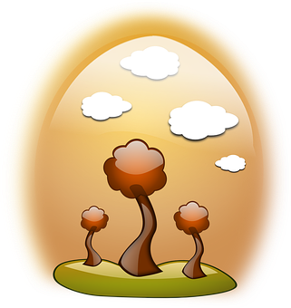 Stylized Autumn Trees Illustration PNG Image