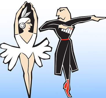 Stylized Ballet Dancers Illustration PNG Image