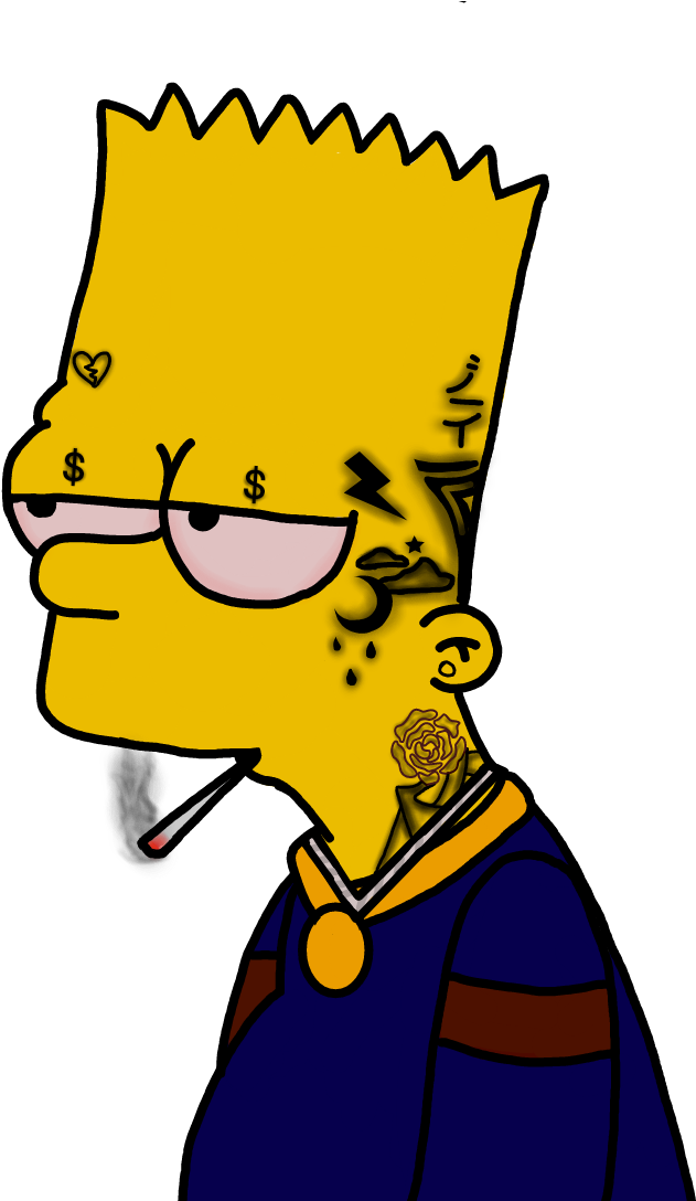 Stylized Bart Simpson Gangster Look PNG Image