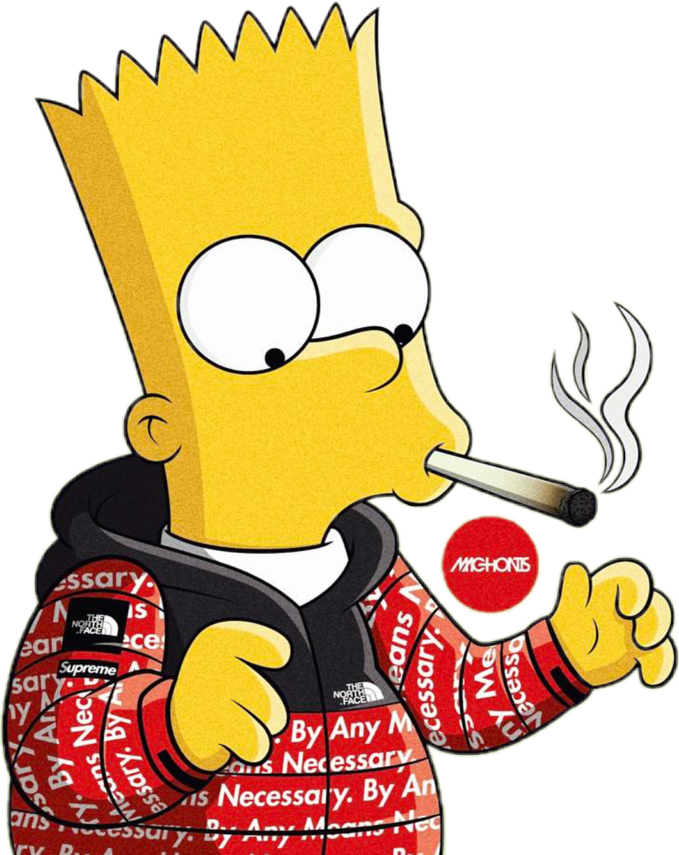 Stylized Bart Simpson Smoking PNG Image