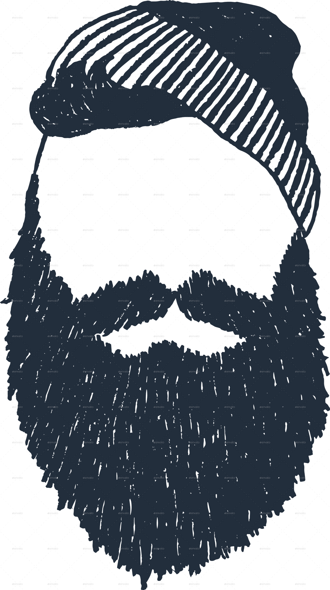 Stylized Beardand Moustache Illustration PNG Image