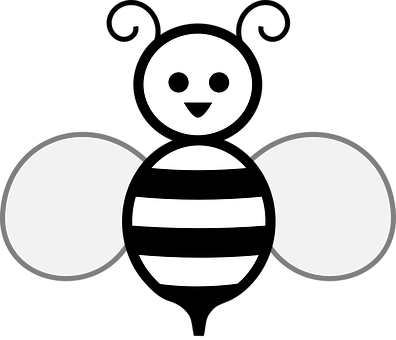 Stylized Bee Icon Black Background PNG Image