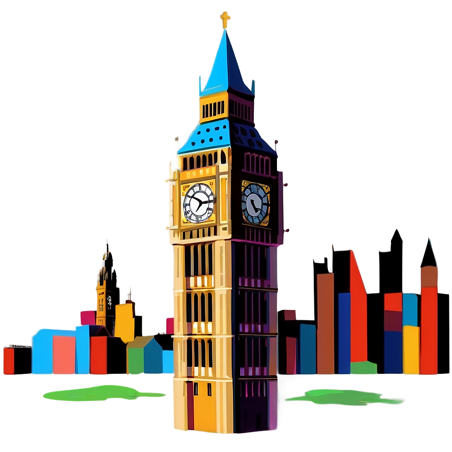 Stylized Big Ben Art Png Vak70 PNG Image