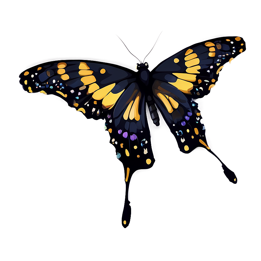 Stylized Black Butterfly Png 06252024 PNG Image