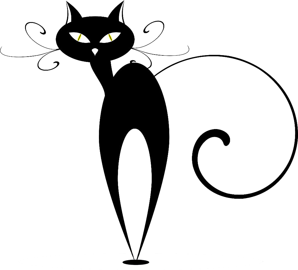 Stylized Black Cat Illustration PNG Image