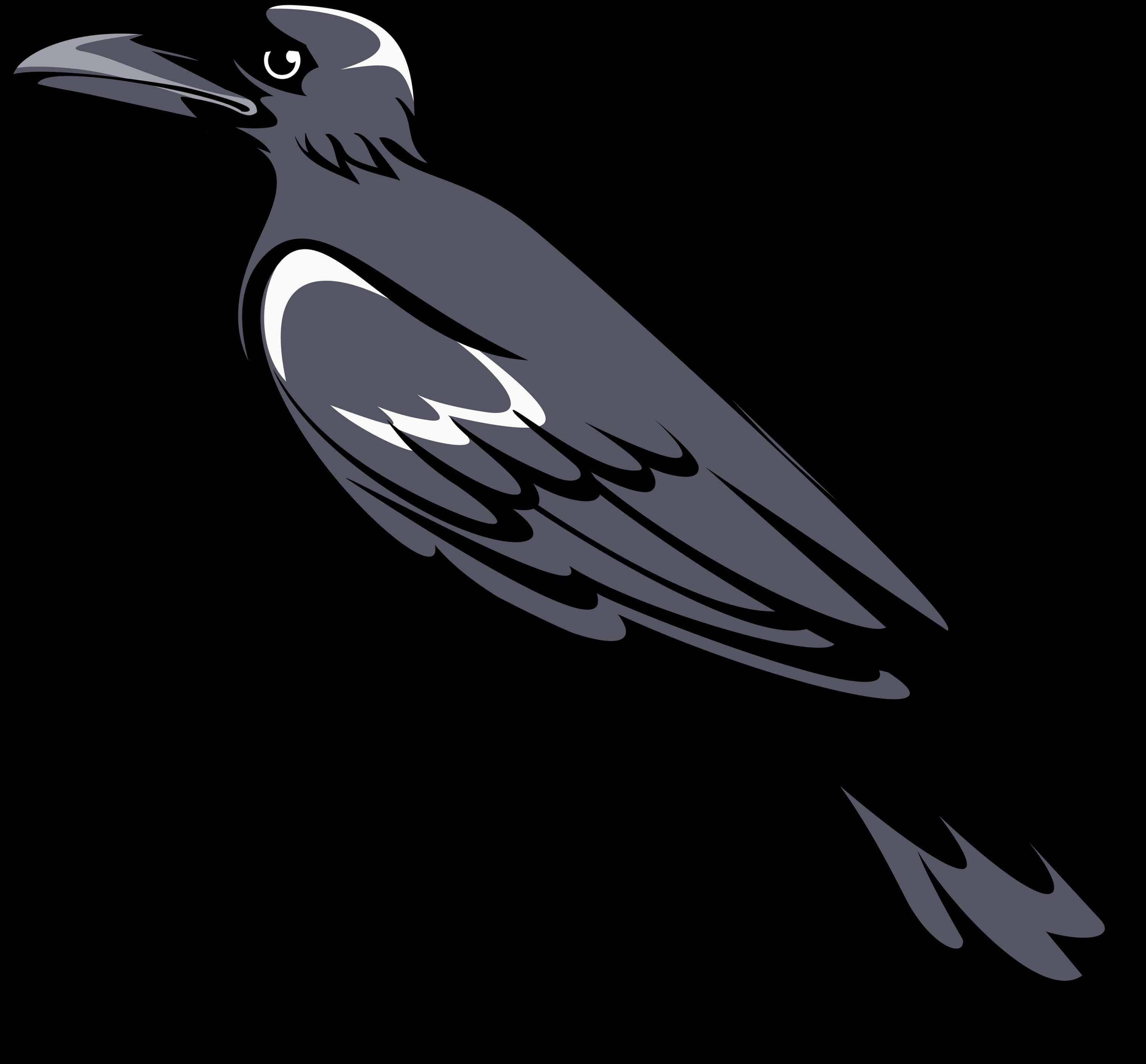 Stylized Black Crow Graphic PNG Image