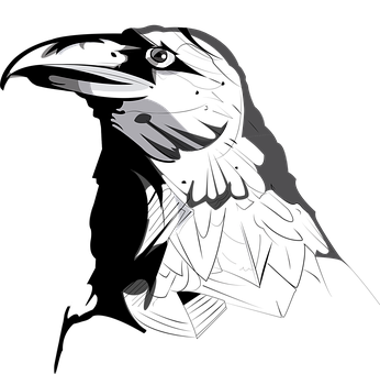 Stylized Black Crow Graphic PNG Image