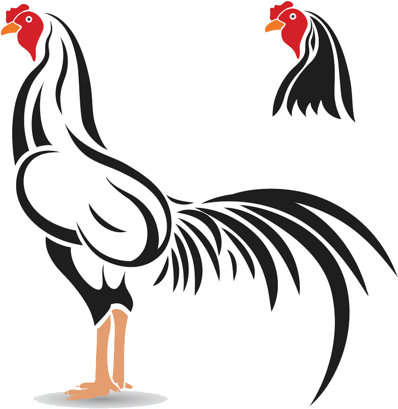 Stylized Black Rooster Illustration PNG Image