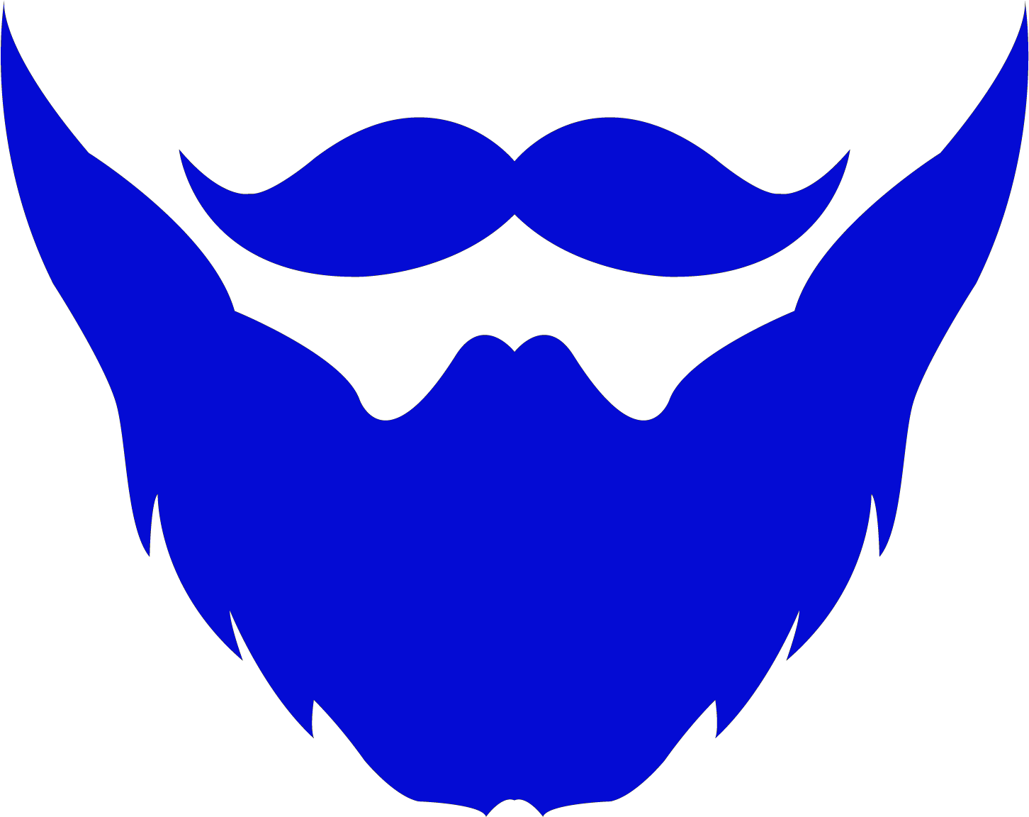 Stylized Blue Beardand Mustache PNG Image