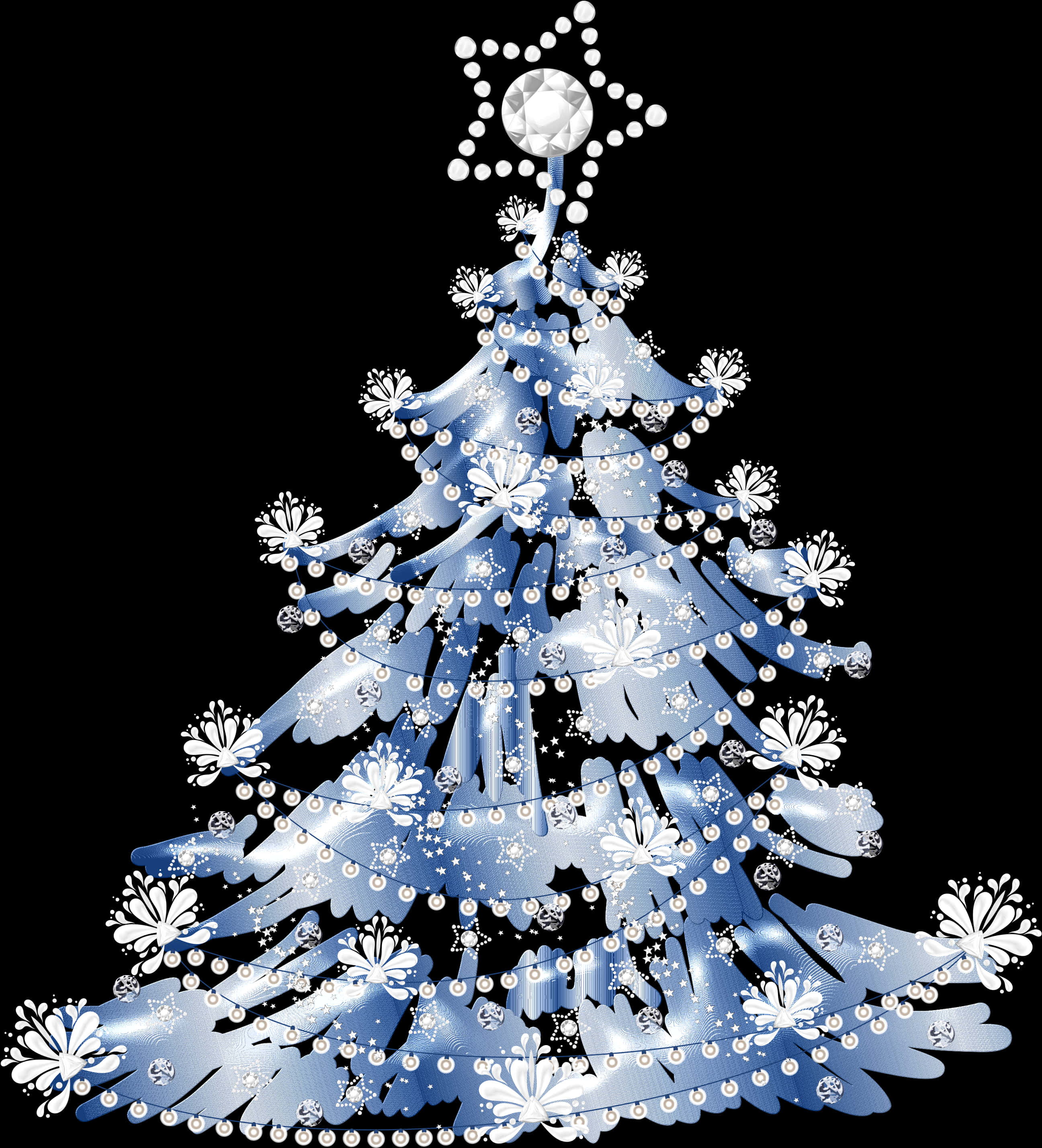 Stylized Blue Christmas Tree Illustration PNG Image