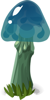 Stylized Blue Mushroom Illustration PNG Image