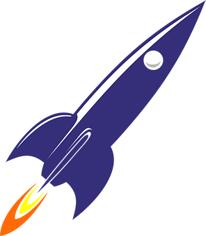 Stylized Blue Rocket Vector PNG Image