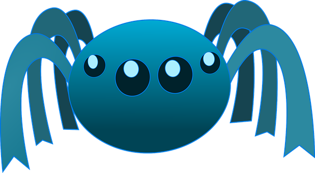 Stylized Blue Spider Cartoon PNG Image