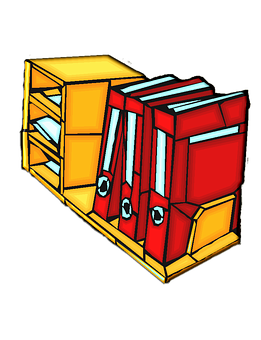 Stylized Bookshelf Art PNG Image