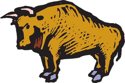 Stylized Brown Bull Illustration PNG Image