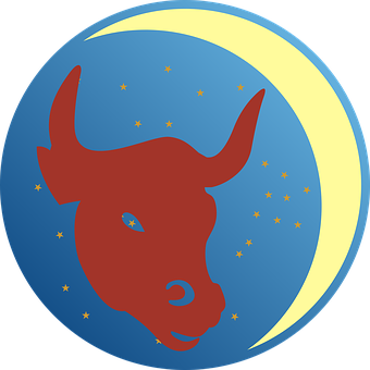 Stylized Bull Crescent Moonand Stars PNG Image