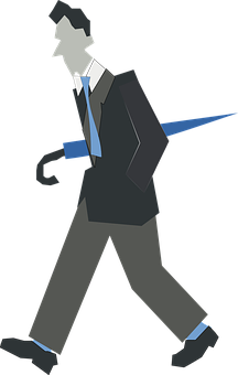 Stylized Businessman Walking PNG Image