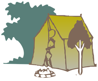 Stylized Camping Scene Illustration PNG Image