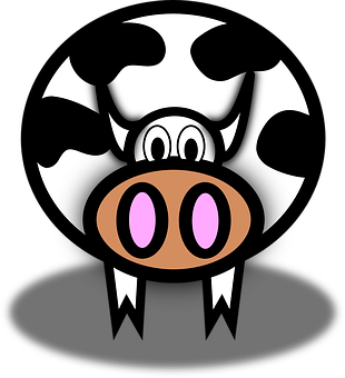 Stylized Cartoon Cow Graphic PNG Image