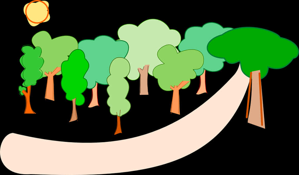 Stylized Cartoon Forest Path PNG Image