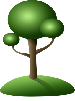 Stylized Cartoon Tree Graphic PNG Image