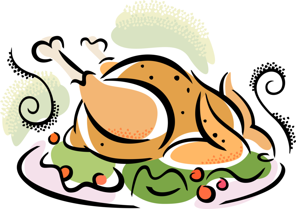 Stylized Cartoon Turkey Dish PNG Image