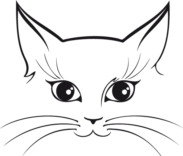 Stylized Cat Face Illustration PNG Image