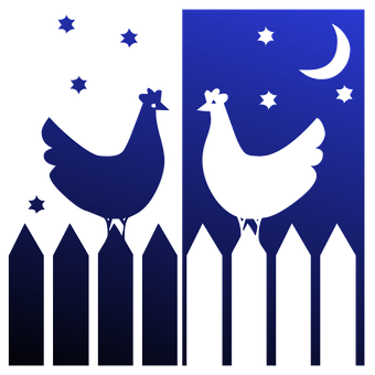 Stylized Chickens Nighttime Silhouette PNG Image