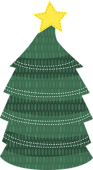 Stylized Christmas Treewith Star Topper PNG Image