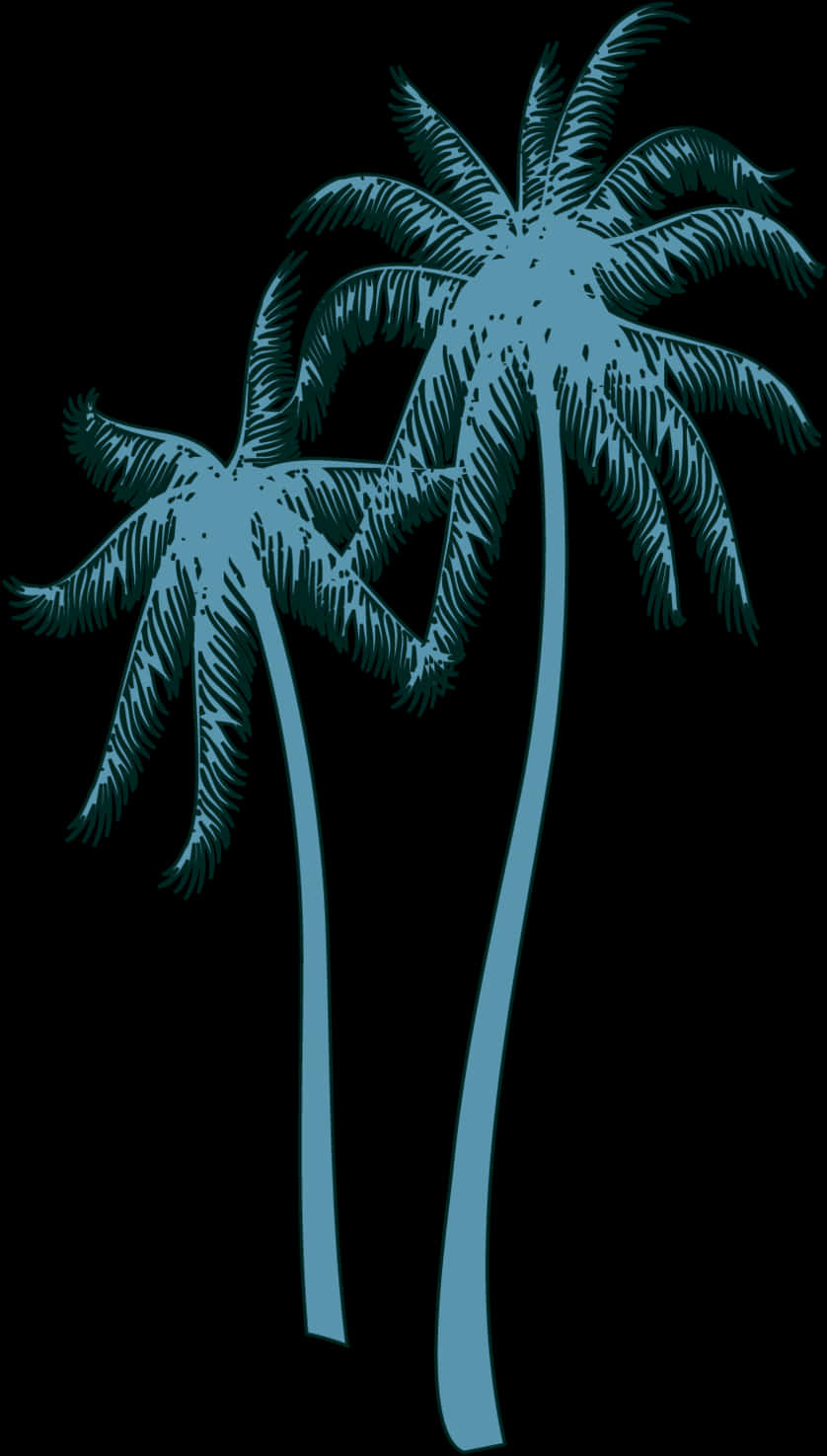 Stylized Coconut Trees Vector Art PNG Image